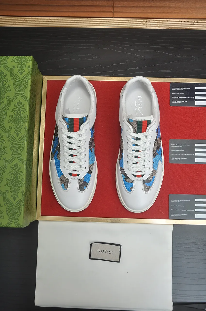 Men's men's shoes💰420💶[GUCCI Gucci] official website 1:1 men's sports shoes are now on the market, using original Gucci fabric + gluten lining, plus the official website original 1:1 comfortable outsole. Fashionable and versatile, super comfortable and breathable. 5 colors available, standard shoe size 38/45 (custom-made sizes 45 are non-refundable)